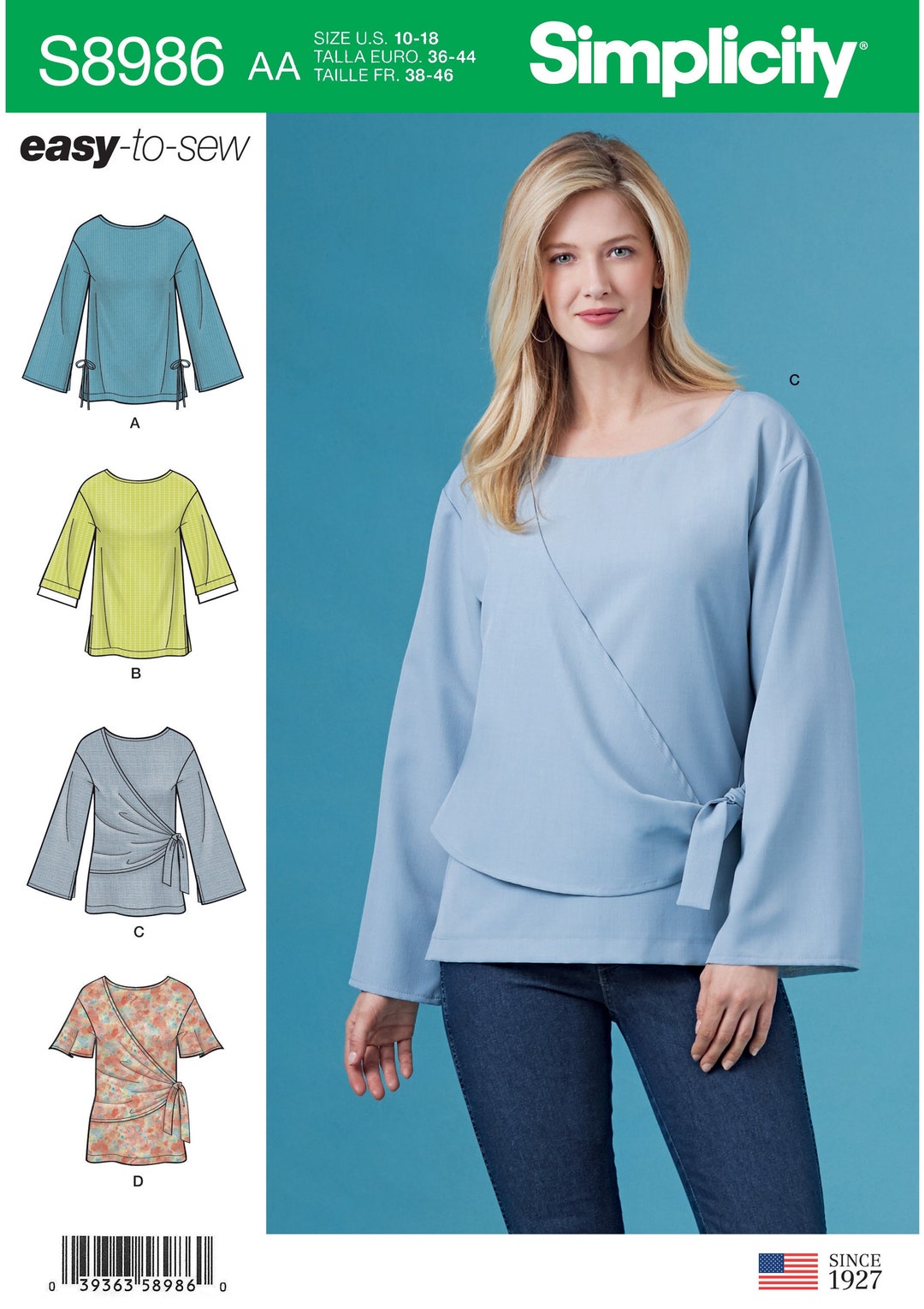 Simplicity S8986 Sewing Pattern for Easy to Sew Blouse With Drape and ...