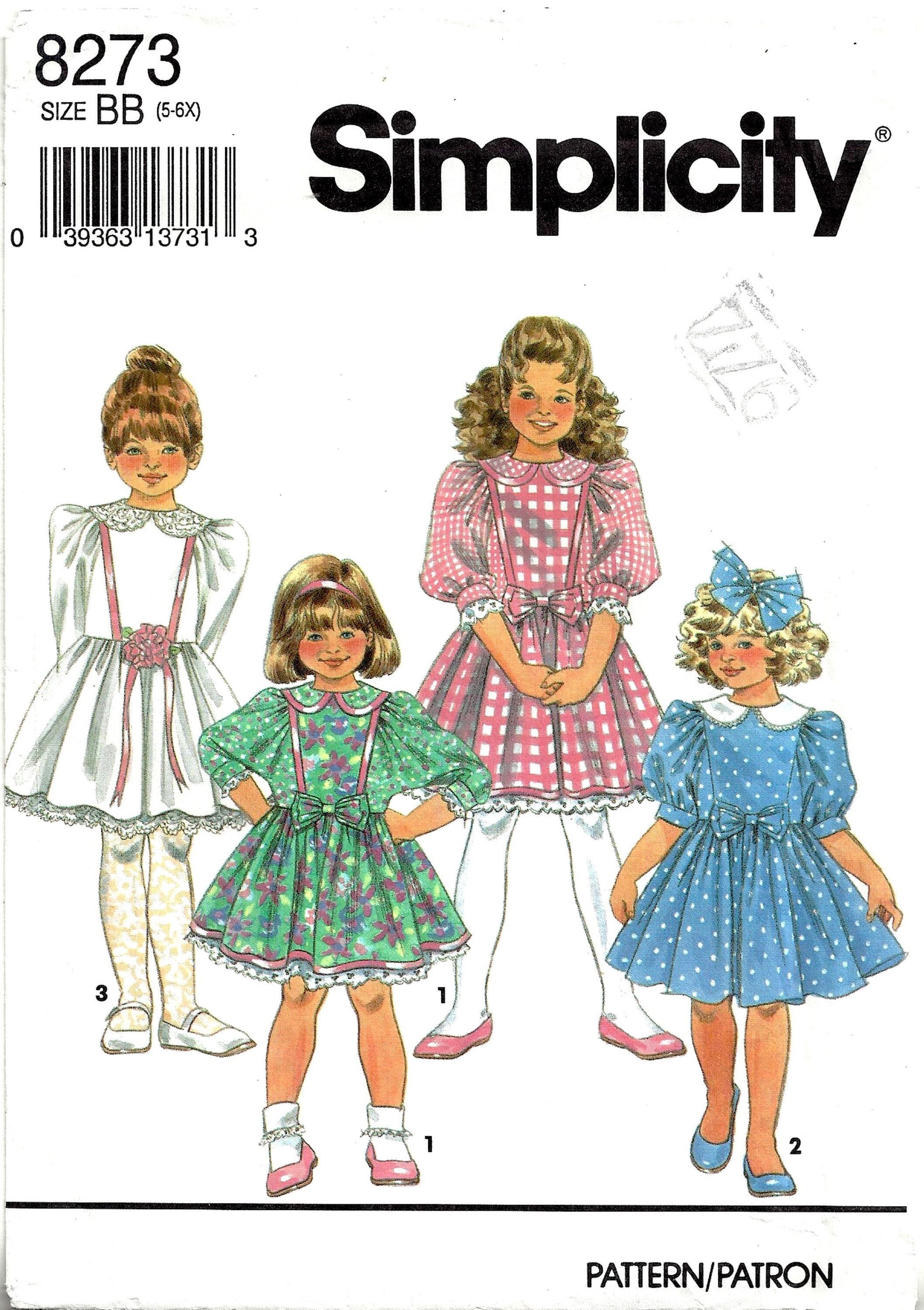 Simplicity 8273 Sewing Pattern for Girls Knee Length Dresses With ...