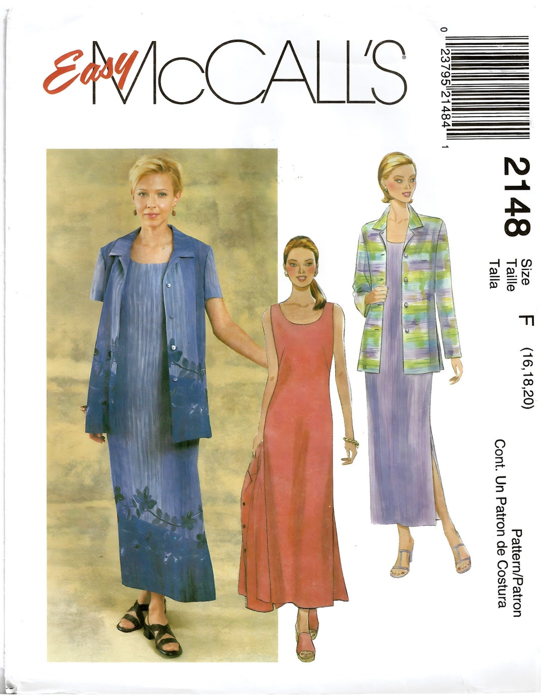 Mccalls 2148 Sewing Pattern Misses Easy Sleeveless Scoop Neck Dress and ...