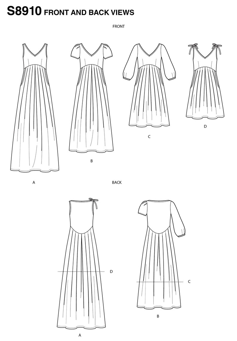 Simplicity S8910 Sewing Pattern Misses Dress With Length and Sleeve ...