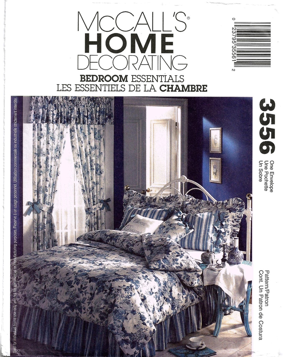 Mccalls 3556 Sewing Pattern and Instructions for Bedroom Essentials