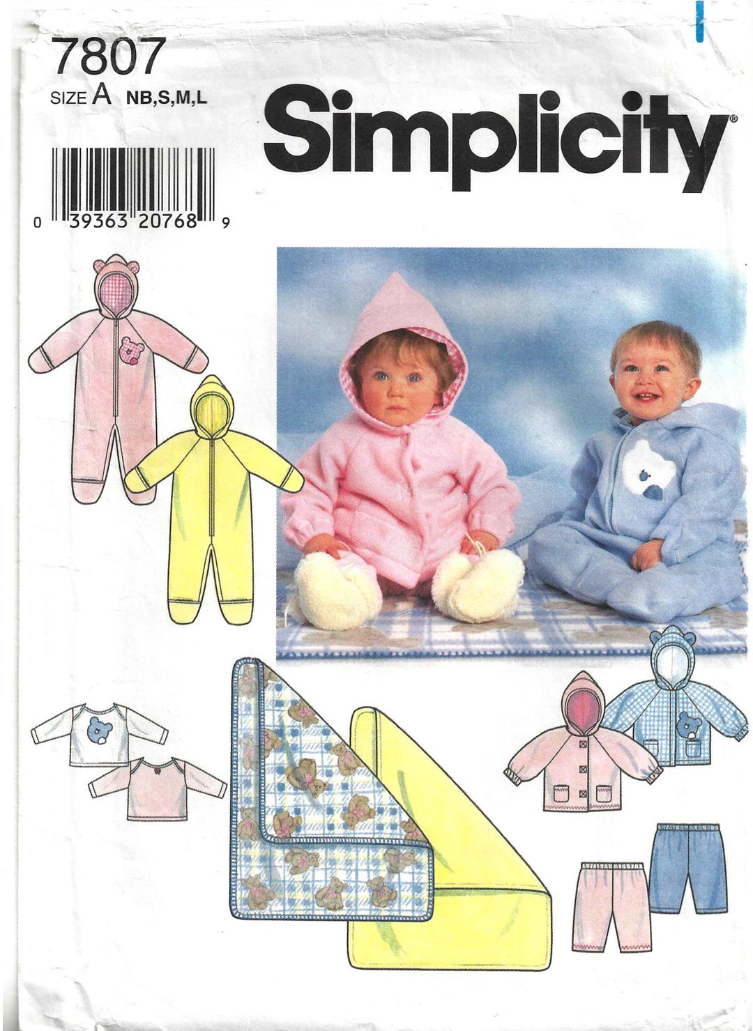Simplicity 7807 Sewing Pattern Babies Romper Jacket Pants Blanket and ...