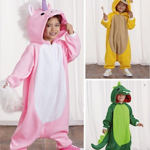 Simplicity 8527 Sewing Pattern Childs Animal Jumpsuit Costumes Unicorn Dinosaur and Bear sz S-L Uncut