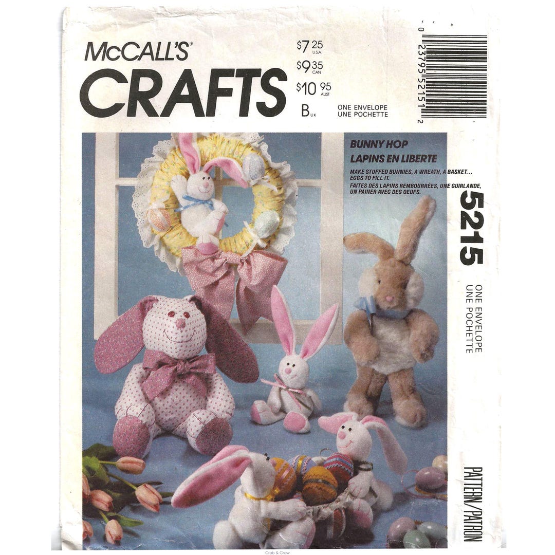 Mccalls 5215 Sewing Pattern Bunny Hop Stuffed Animals Rabbit Toy Decor ...