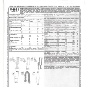 McCalls M4681 Sewing Pattern Misses Fashion Accessories Hat Scarves and Mittens sz S-L Uncut image 3