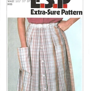 Simplicity 8912 Sewing Pattern Misses Vintage 70s Front Buttoned Skirt with Patch Pockets Extra Sure Easy Basic sz 12-16  Uncut