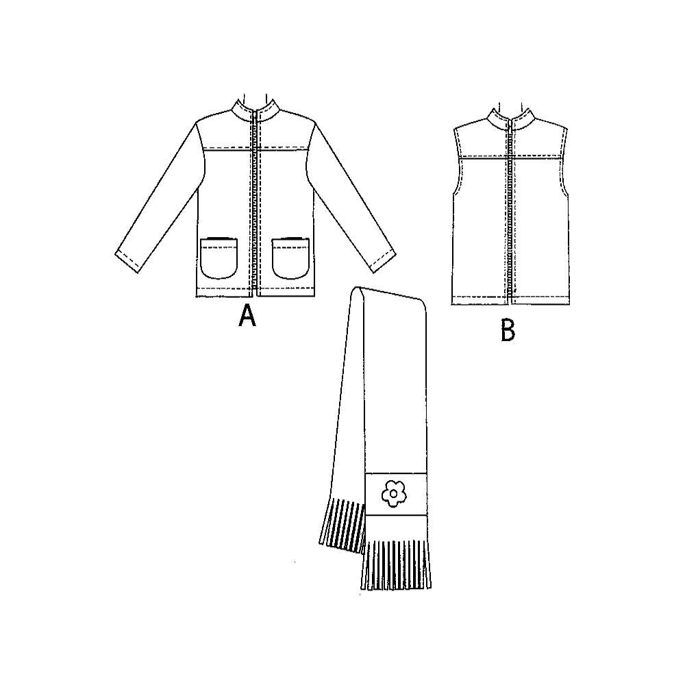 Butterick B4895 Sewing Pattern Girls Easy Jacket Vest and Scarf See and ...