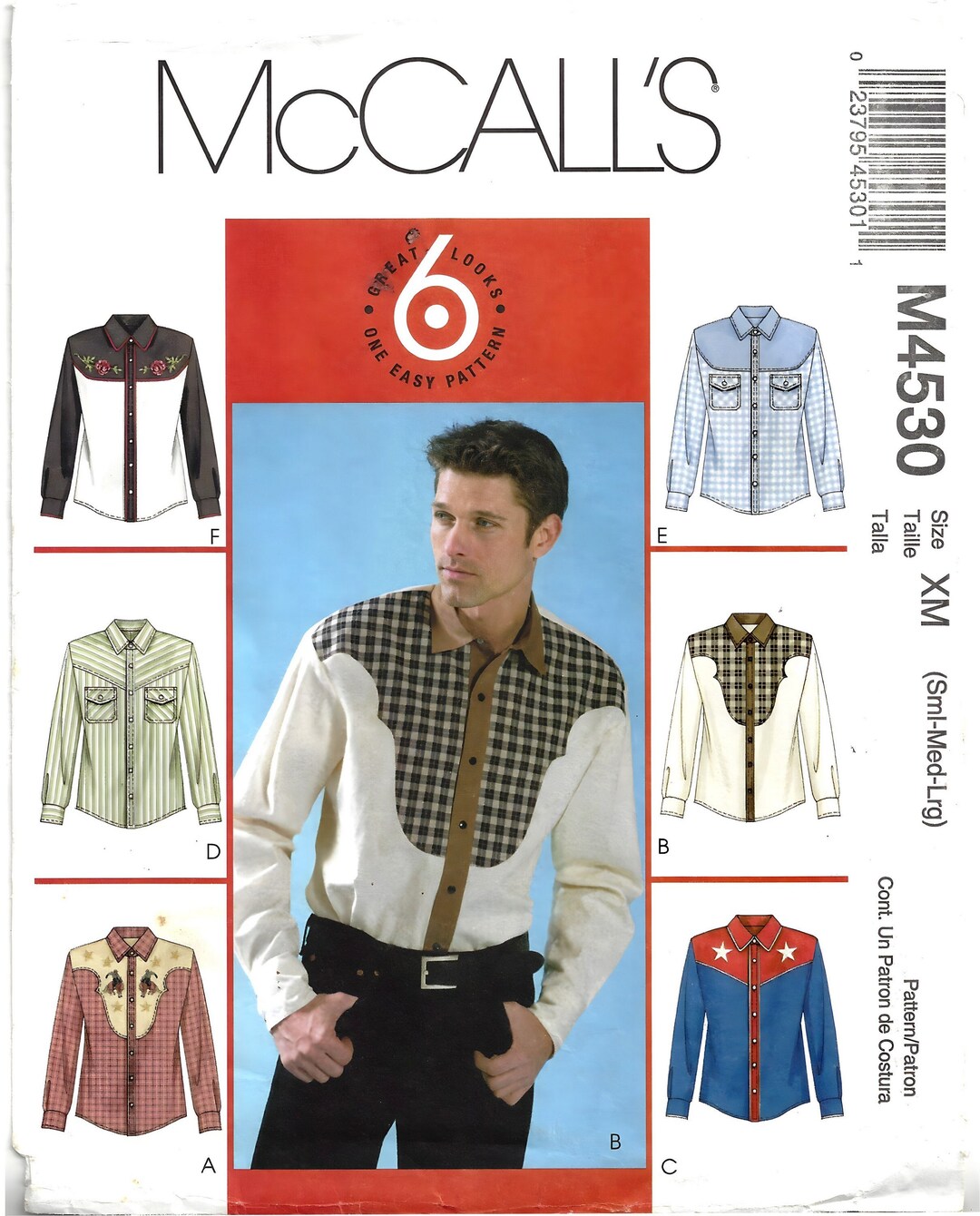 Mccalls M4530 Sewing Pattern Mens Loose Fitting Western Shirt - Etsy