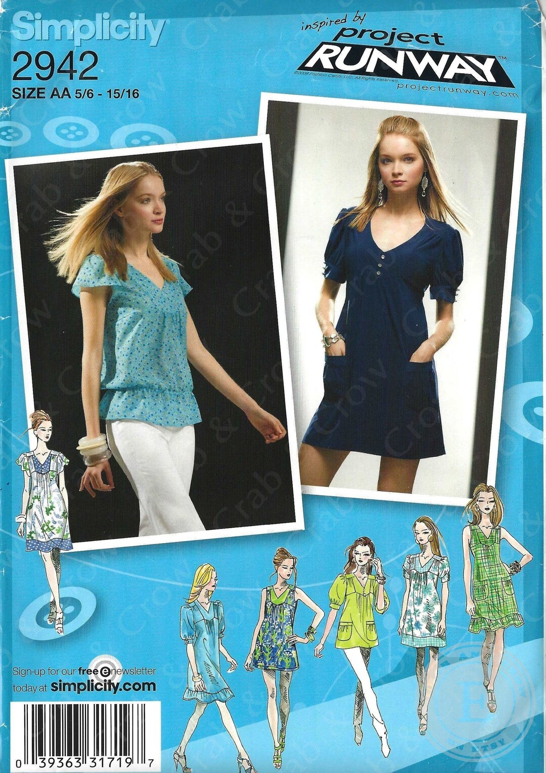 Simplicity 2942 Sewing Pattern Juniors Project Runway Inspired Etsy