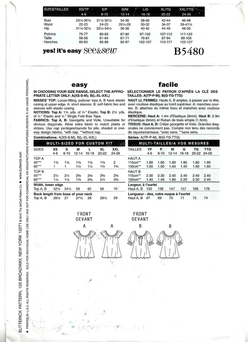 Butterick B5480 Sewing Pattern Misses Loose Fitting Pullover Raglan ...