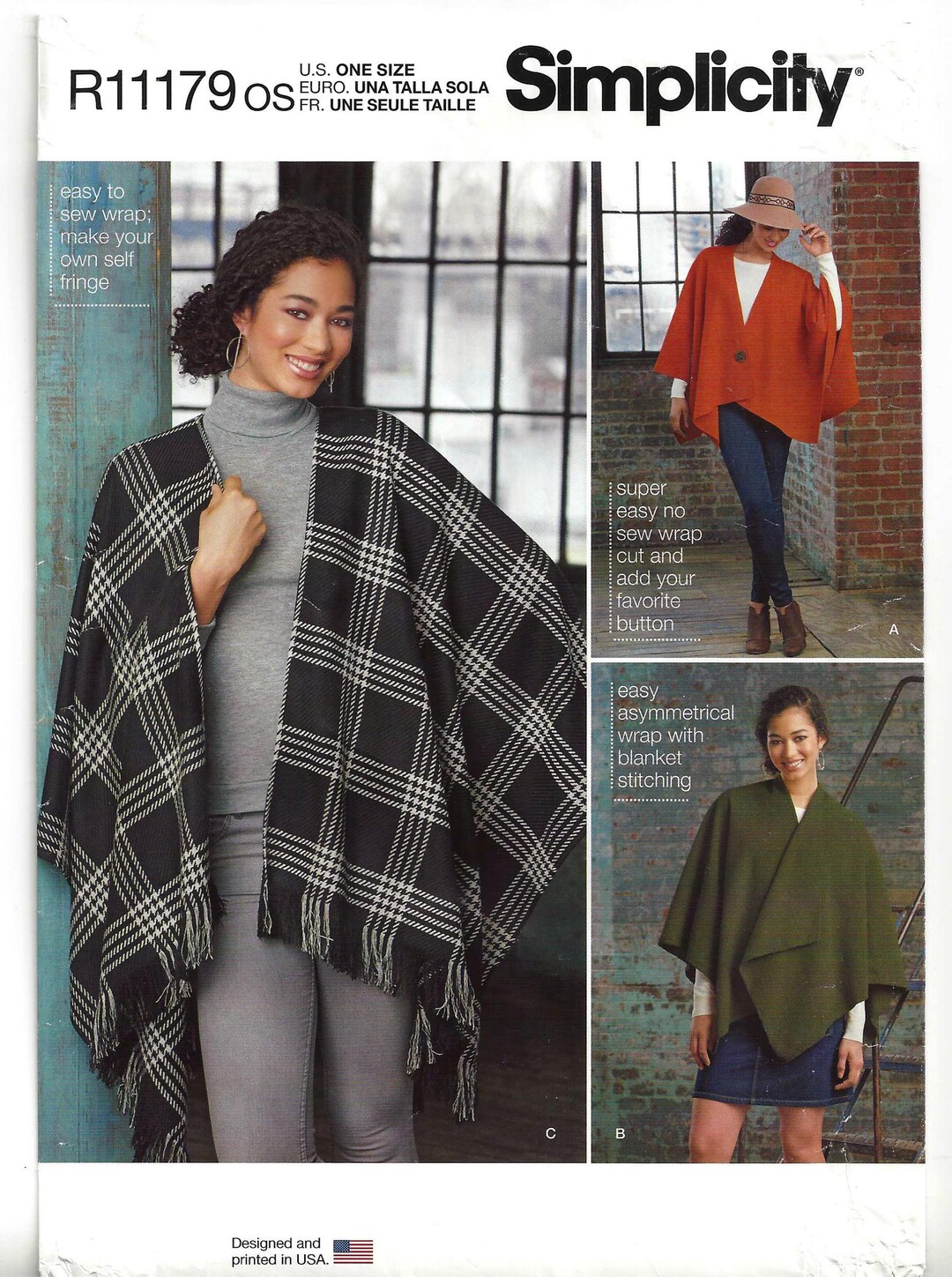 Simplicity Patterns R11174 Simplicity R11179 Sewing Pattern Misses Easy-to-sew Fleece Poncho Wraps ...