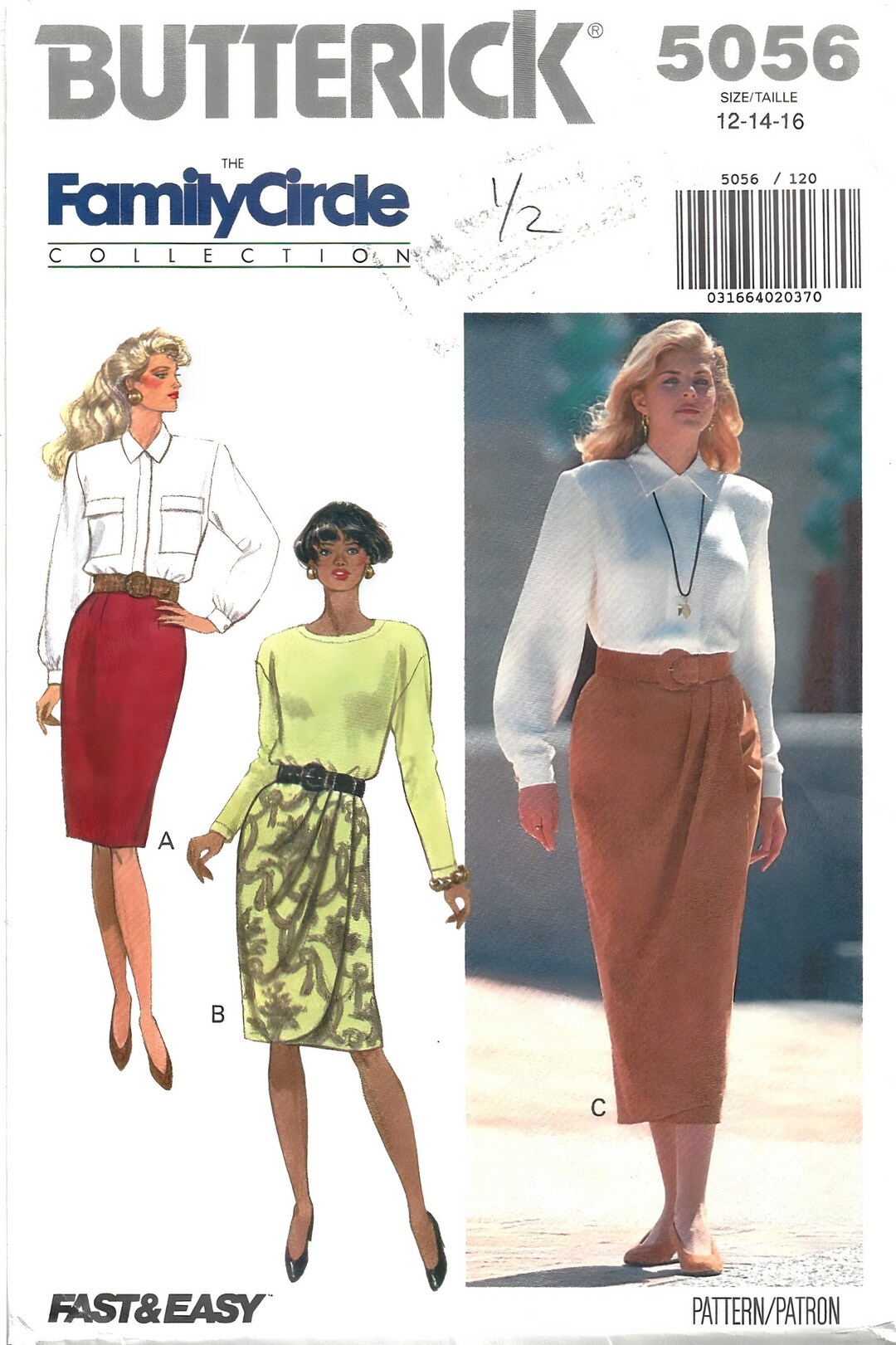 Butterick 5056 Sewing Pattern Misses Very Easy Skirt With and Without ...