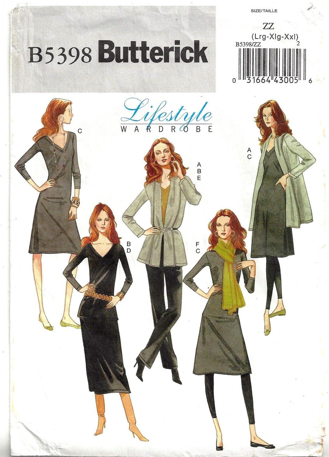 Butterick B5398 Sewing Pattern Misses Easy Knit Jacket Dress Skirt ...