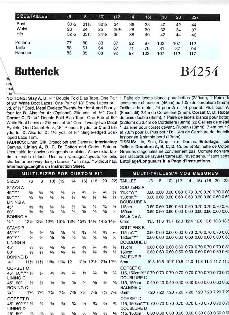 Butterick B4254 Sewing Pattern for Misses Making History Close Fitting Lined Stays and Corsets Uncut image 8