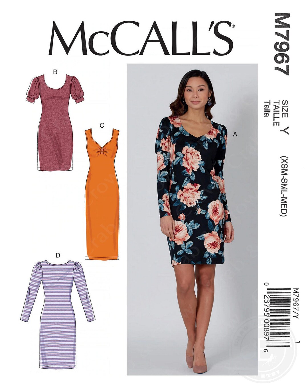 Mccalls M7967 Sewing Pattern for Misses Very Easy Knit Dress With ...