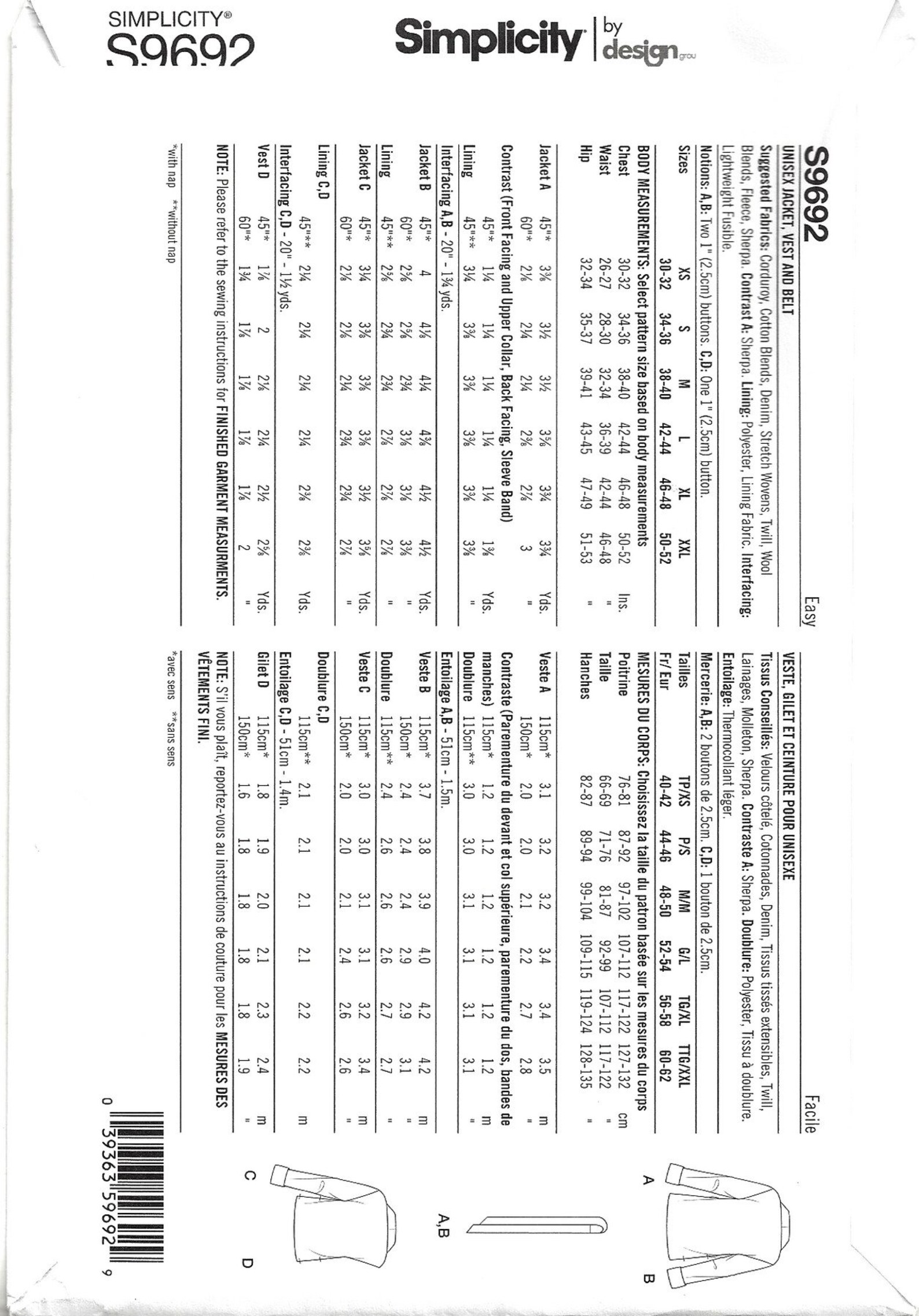 SIMPLICITY SEWING PATTERN S9892 MISSES JEANS visual data 3