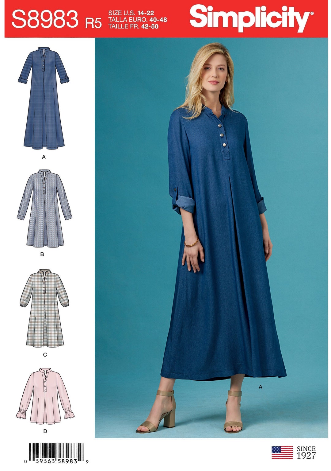 Simplicity S8983 Sewing Pattern Misses Pullover Banded Collar Dresses ...