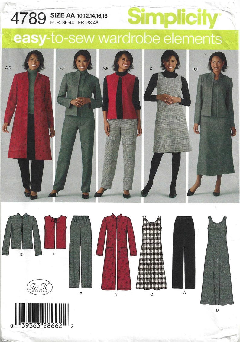 Simplicity 4789 Sewing Pattern Easy to Sew Wardrobe Pants Vest and ...