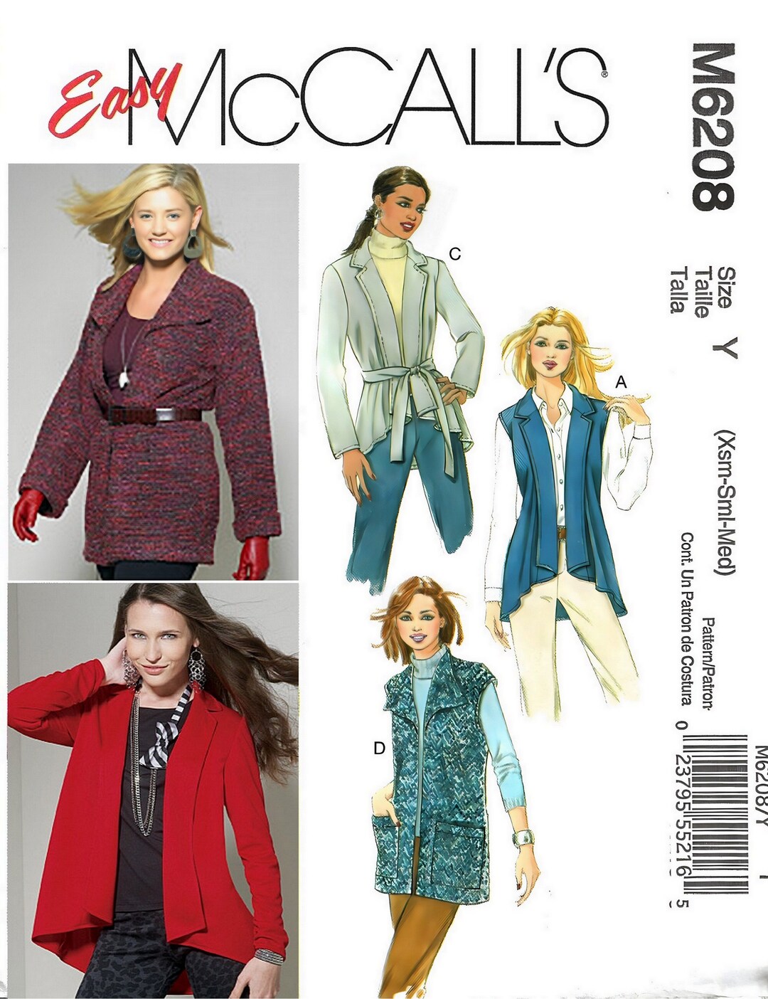 Mccalls M6208 Sewing Pattern for Misses Easy Knit Cardigans - Etsy