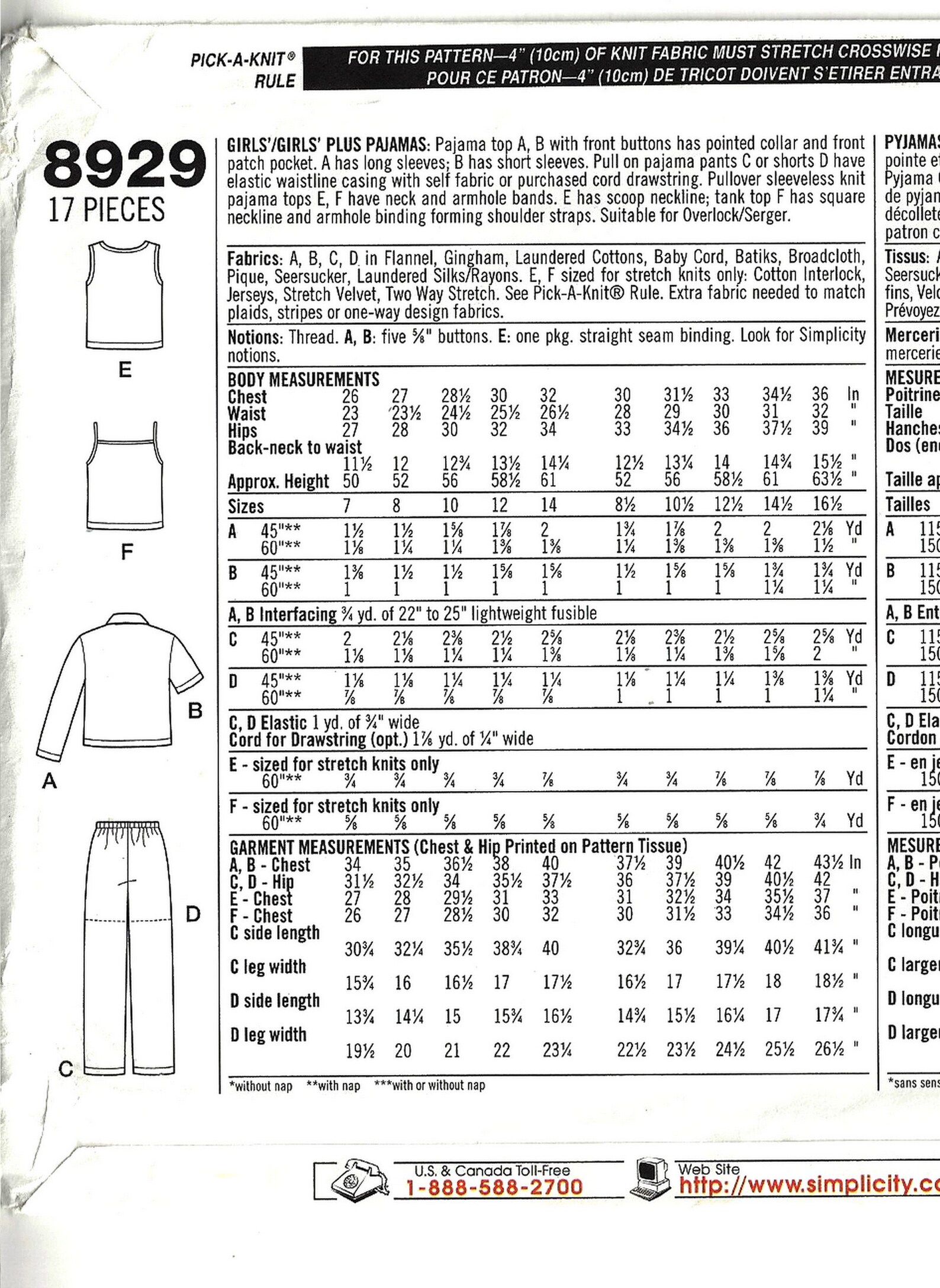 Simplicity 8929 Sewing Pattern for Girls Easy to Sew Pajama - Etsy