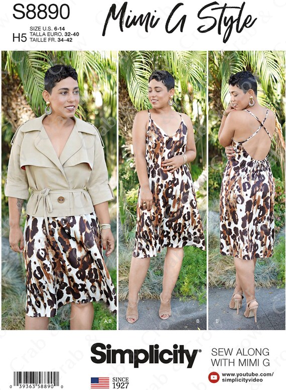 Simplicity Pattern S8890 H5 Misses Cropped Trench Coat and Slip Dress by Mimi G Size 6-14