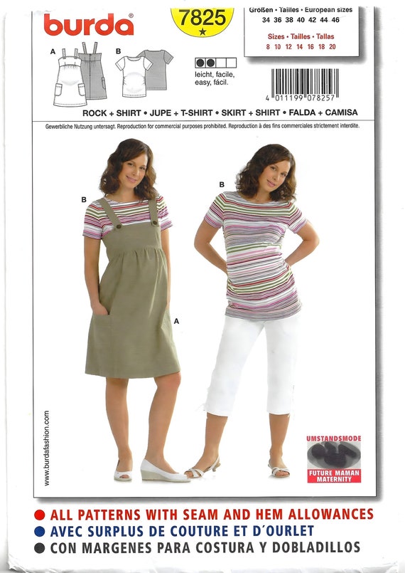 Patron Burda Maternité Chasuble à Bretelles – Tailles 36 à 48 – Neuf – Couture Femme Adulte