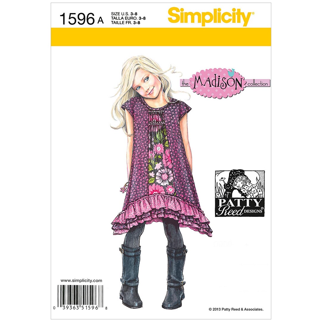 Simplicity 1596 Sewing Pattern Childs Dress With Shaped Hemline and ...