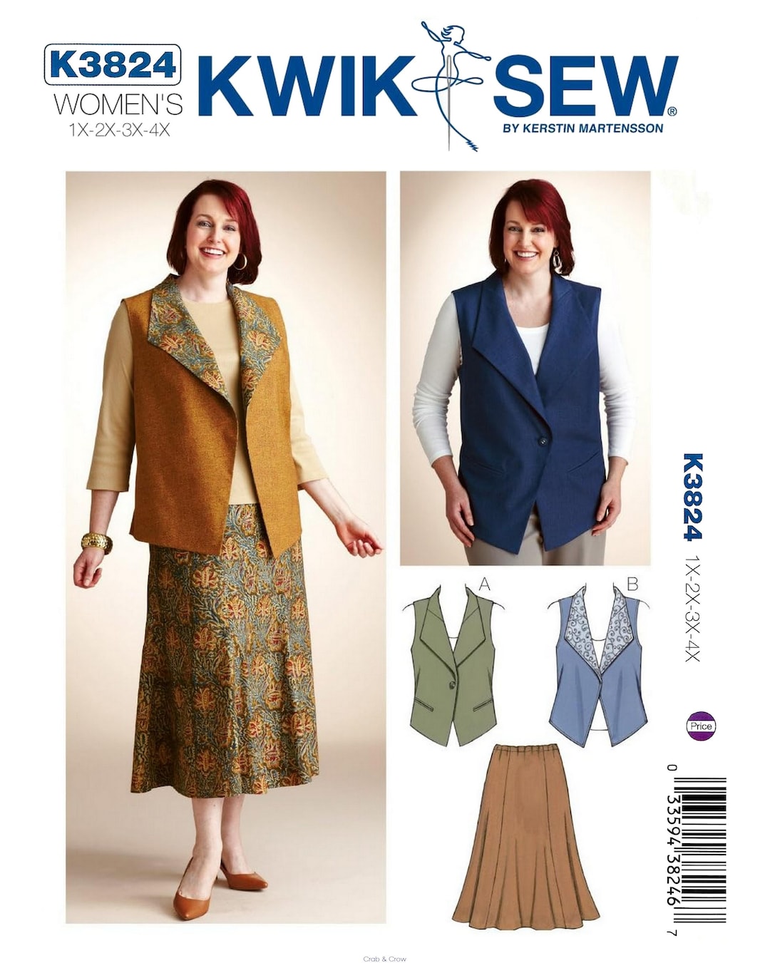 Kwik Sew K3824 Sewing Pattern for Womens Plus Size Lined Vests and ...
