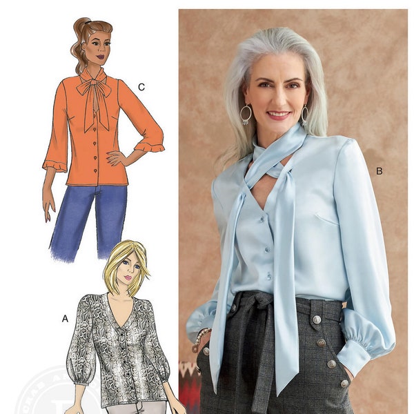 Butterick B6710 Sewing Pattern Misses Loose Fitting Blouse with Collar and Sleeve Variations sz 6-14 or 14-22 Uncut