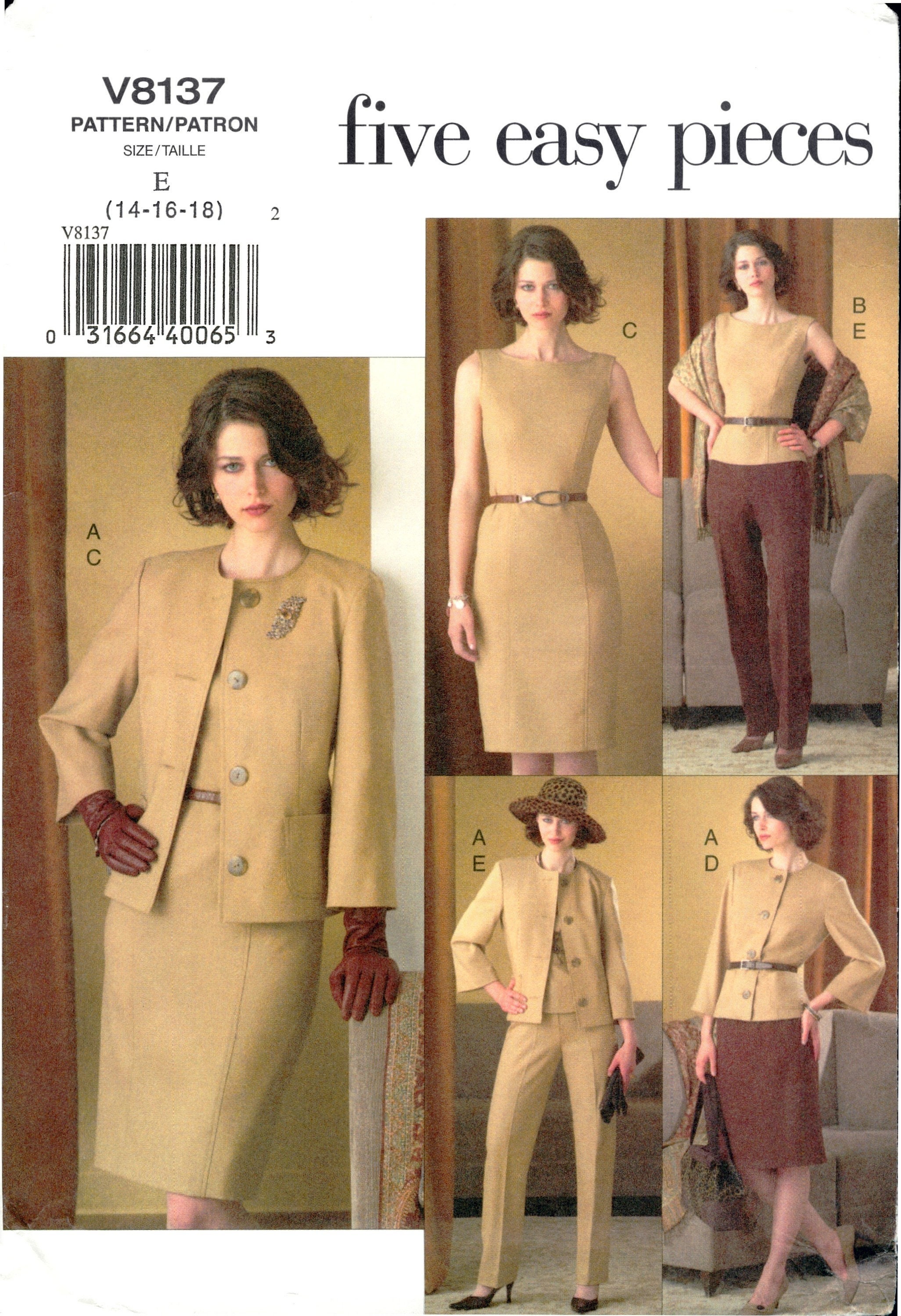 Vogue V8137 Sewing Pattern Misses Jacket Top Dress Skirt and Vogue V8137 Sewing Pattern Misses Jacket Top Dress Skirt and