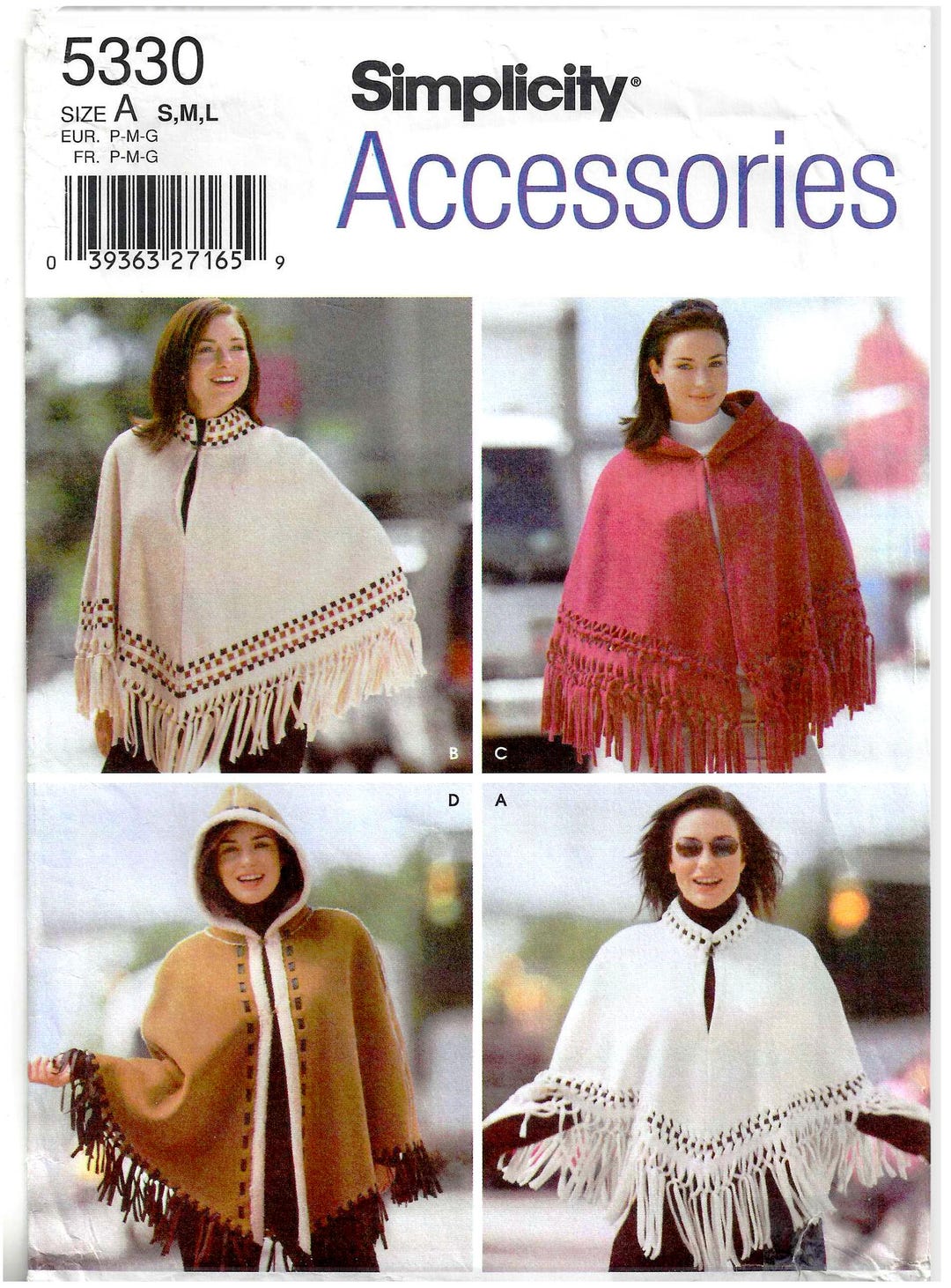Simplicity Pattern 5303 Simplicity 5330 Sewing Pattern Misses Capes and Ponchos Optional Hood ...