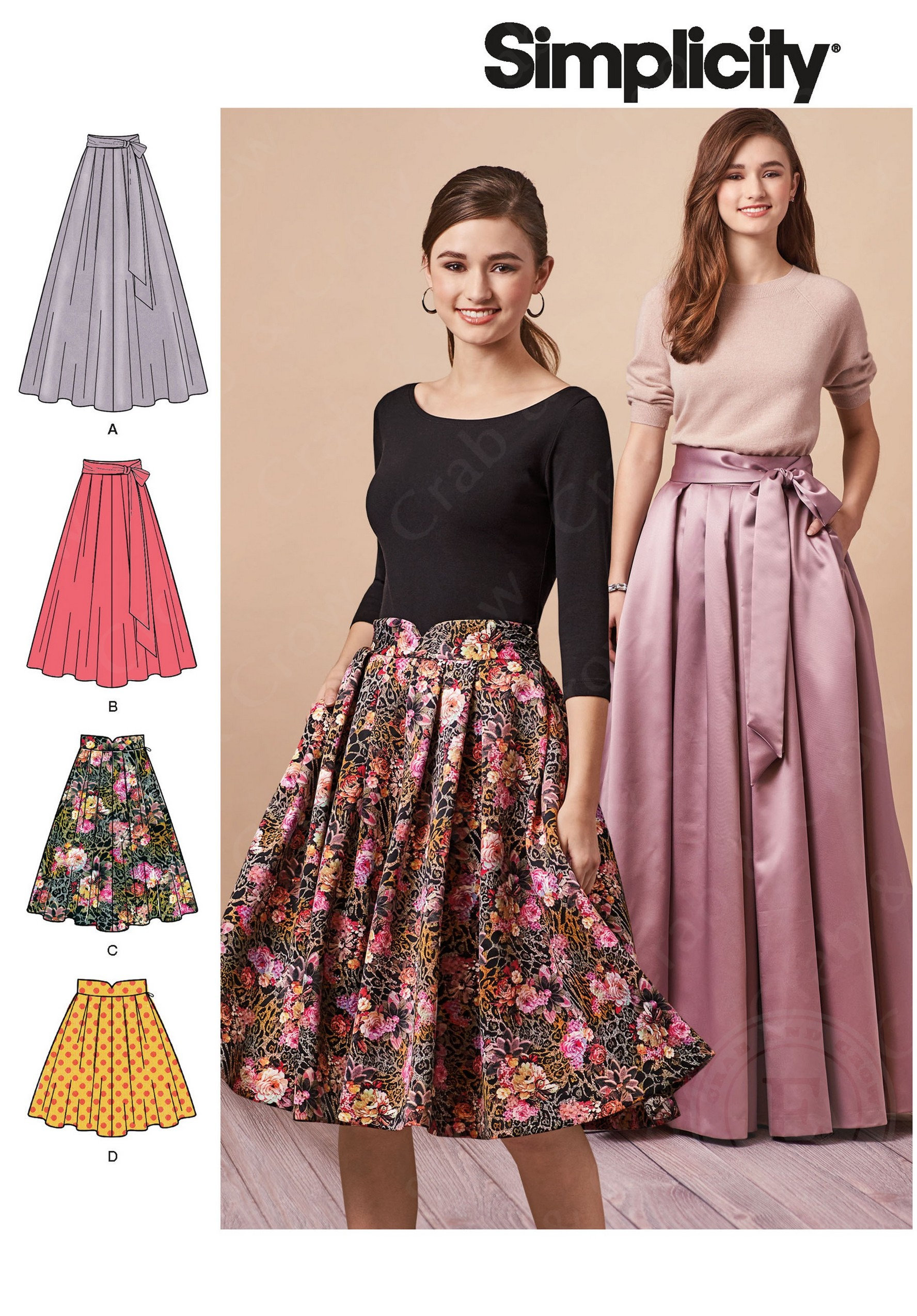 Simplicity S8743 Sewing Pattern Misses Pleated Skirt in Four