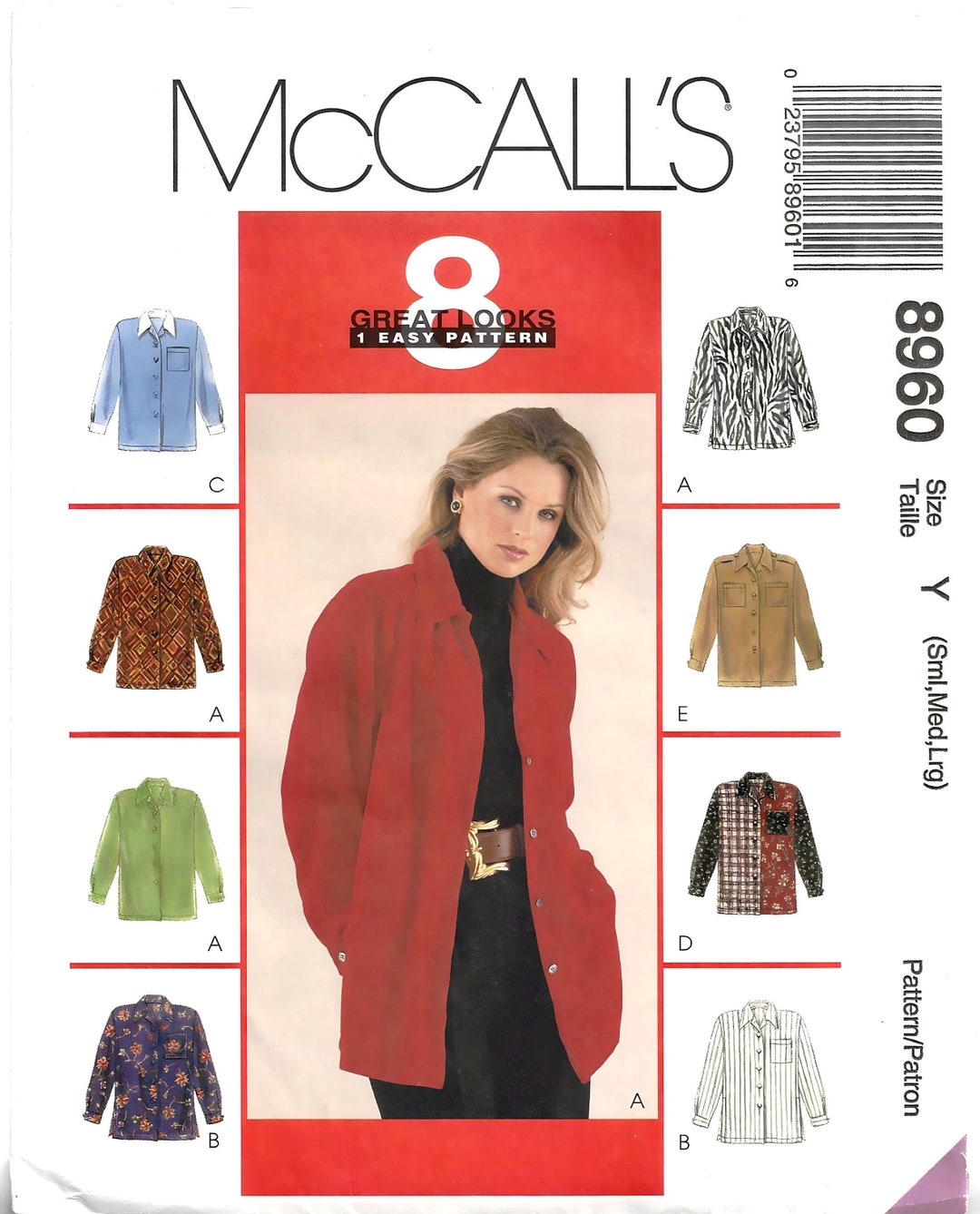 Mccalls 8960 Sewing Pattern Misses Vintage 90s Classic Button Front ...