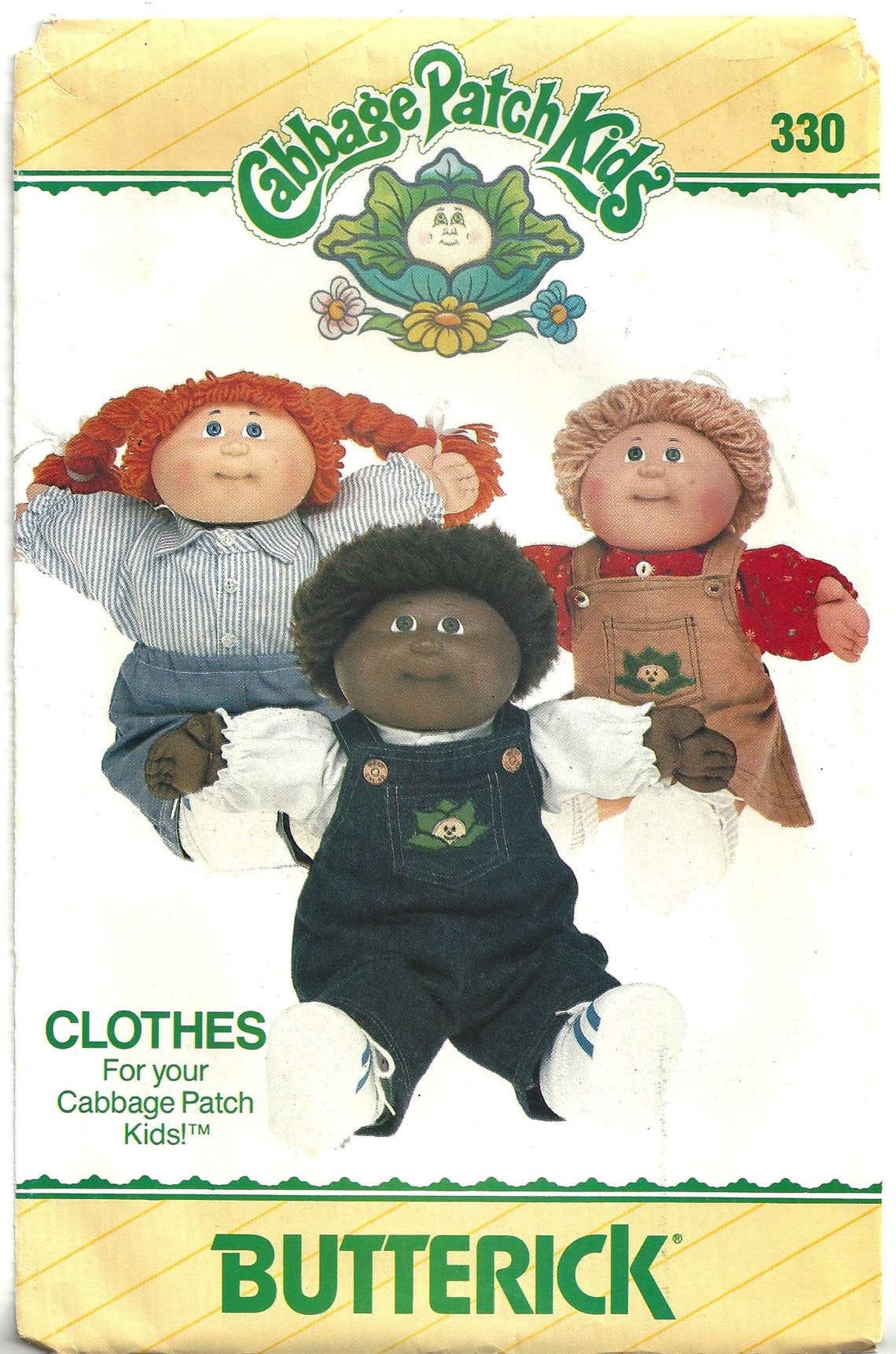 Butterick 330 Sewing Pattern for Vintage 80s Cabbage Patch Kids Shirt ...
