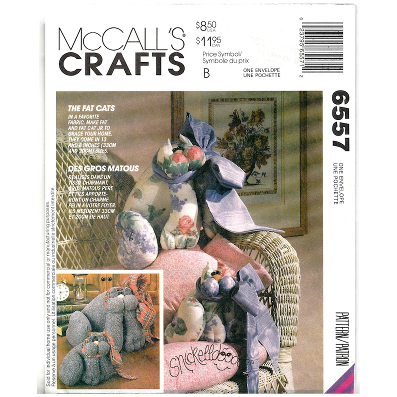 Maccall Example Mccalls 6557 Sewing Pattern for the Fat Cats Decorative Stuffed Animals ...