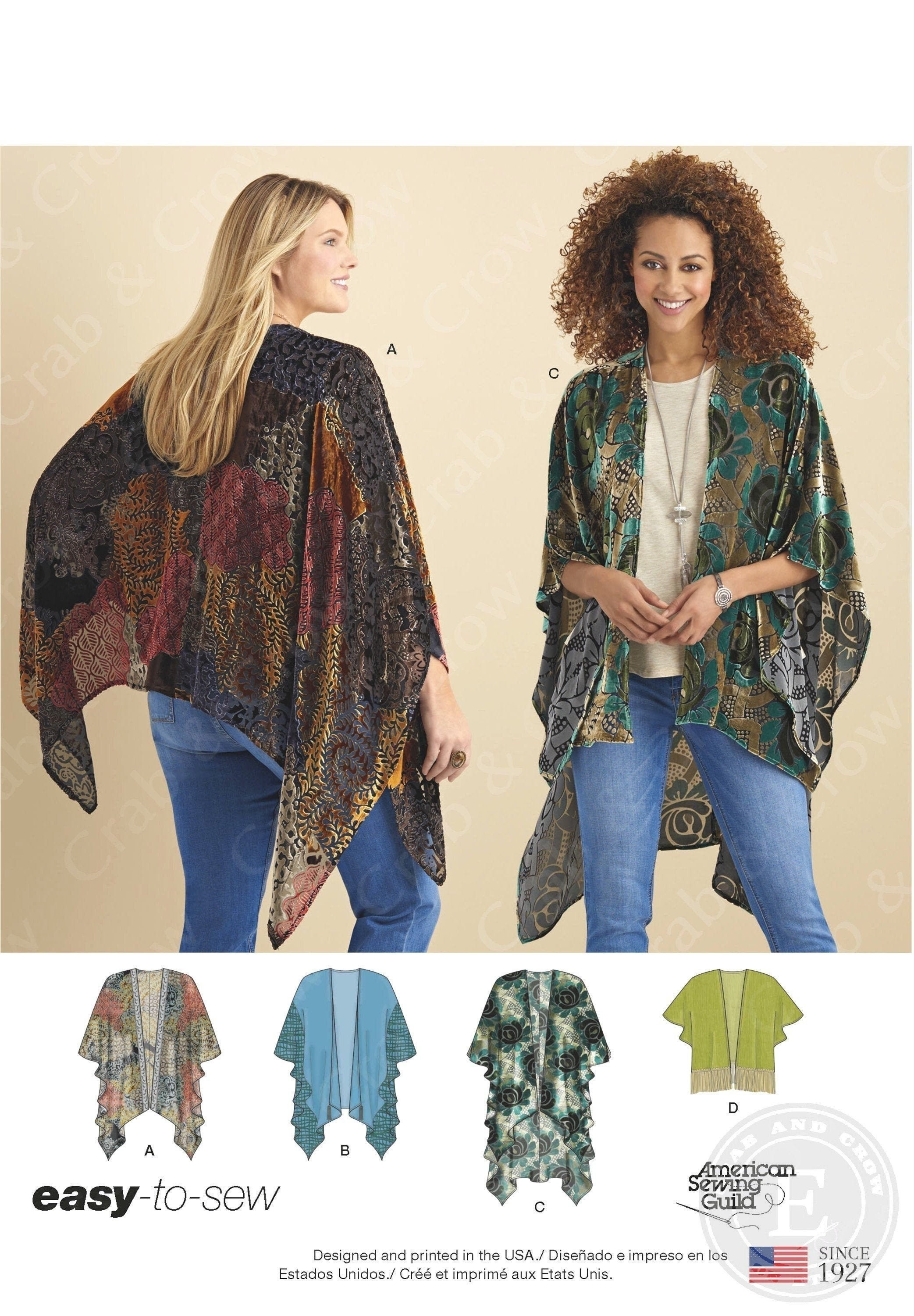 misses kimono jacket top pants dress simplicity sewing pattern 0989