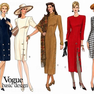 Vogue 1010 Sewing Pattern Misses Fitted Straight Basic Design Dress sz 6-10 Uncut