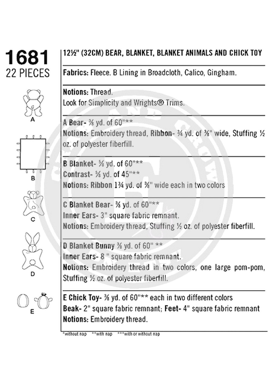 Simplicity 1681 Sewing Pattern for Bear Blanket Animal Blanket Etsy