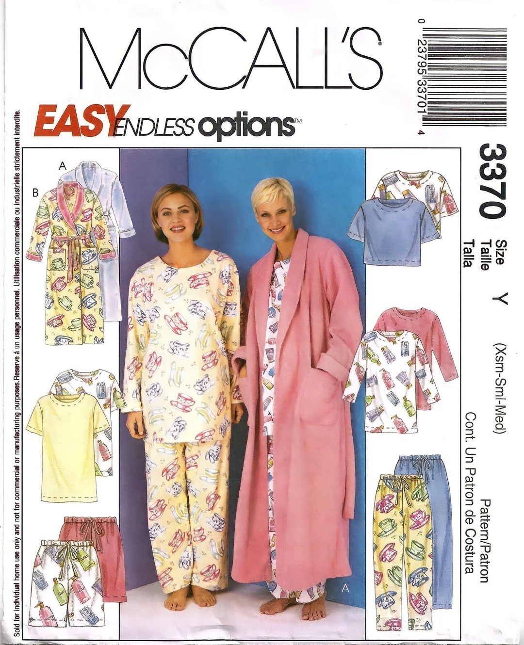 Mccalls 3370 Sewing Pattern Misses Easy Endless Options Robe With Tie ...
