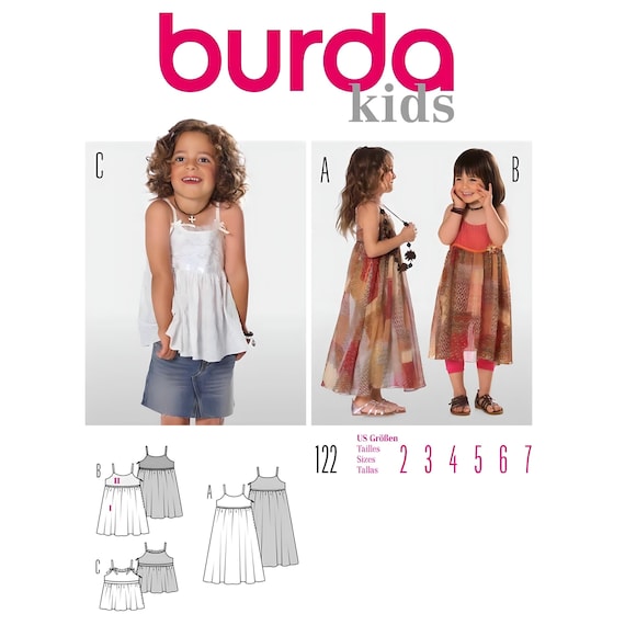 Burda 9552 Sewing Pattern Childs Raised Waist Sleeveless Dress or Top Sz  2-7 Uncut - Etsy