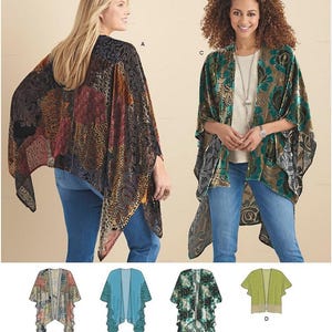 Simplicity S8419 Sewing Pattern Misses Easy to Sew Kimono Style Wrap with Variations sz XS-XL Uncut