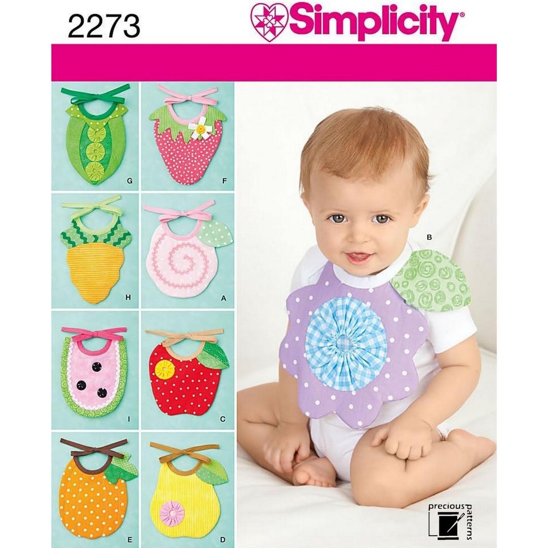 Simplicity 2273 Sewing Pattern for Babies Bibs Peas Carrot Strawberry ...