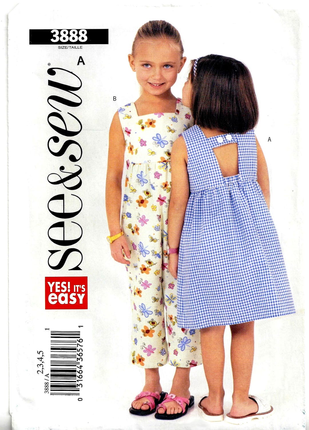 Butterick 3888 Sewing Pattern Childs Very Easy Loose Fitting A-line ...