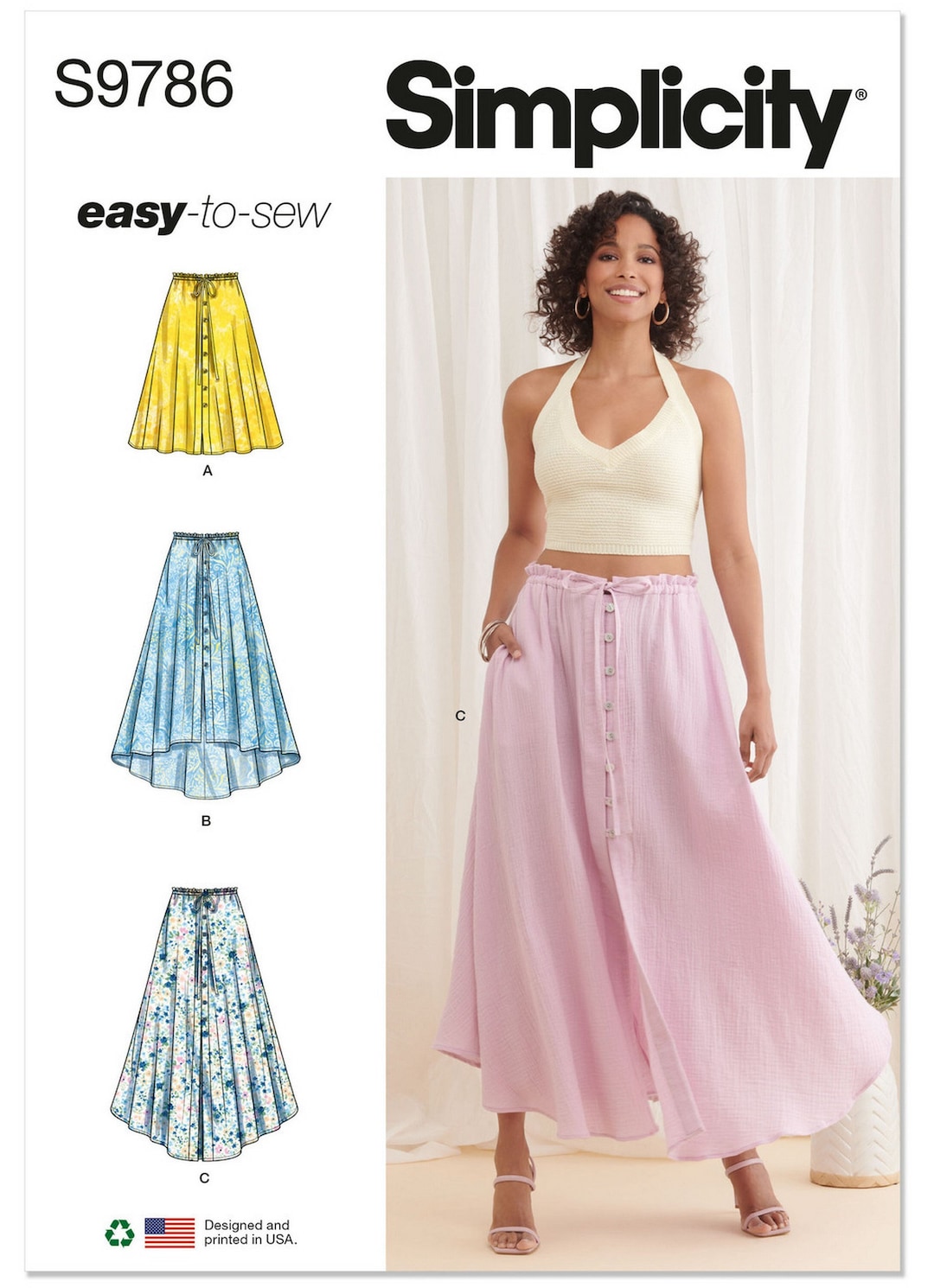 Simplicity S9786 Sewing Pattern Misses Easy to Sew Skirts With Hemline ...