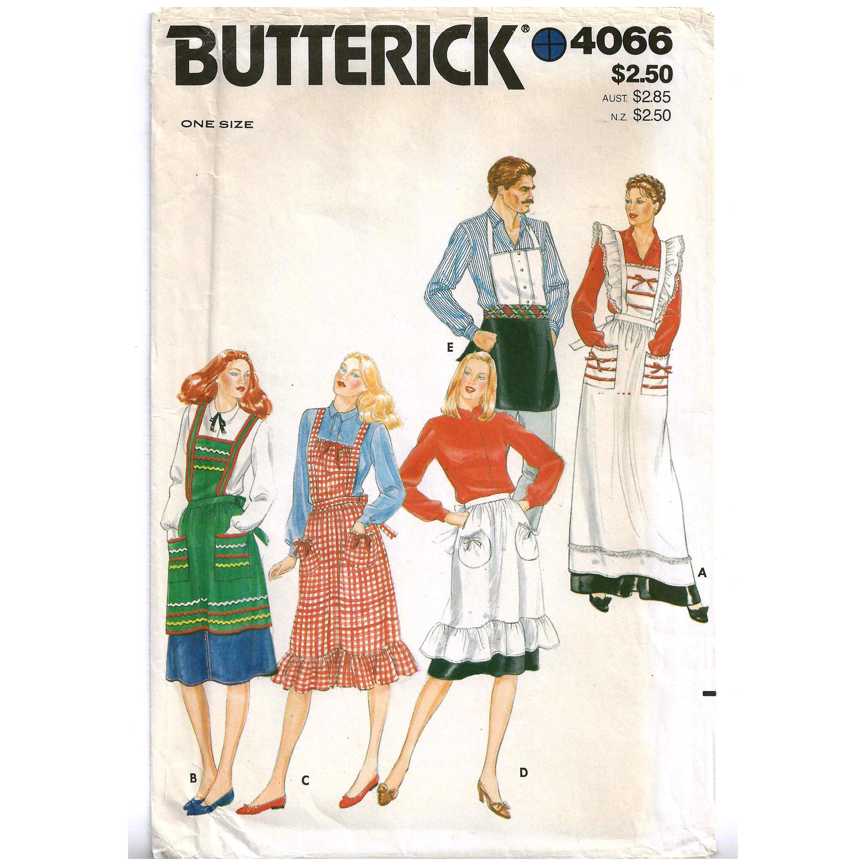 Style 4066 Pattern Butterick 4066 Sewing Pattern for Misses and Mens Aprons Various Styles ...