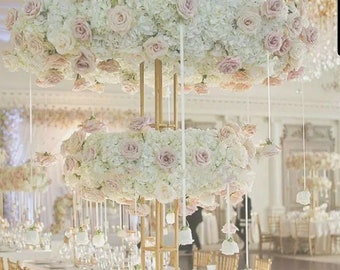 Gold Metal Wedding Table Centerpiece Riser: Floral Stand, 47 inch
