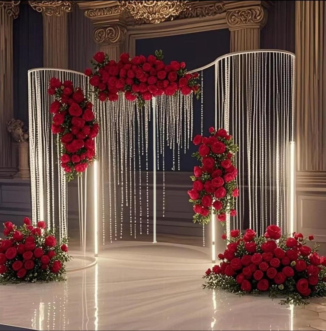 S-shape Wedding Backdrop: Metal Frame With Crystal Beads, 7.2x8 Ft - Etsy