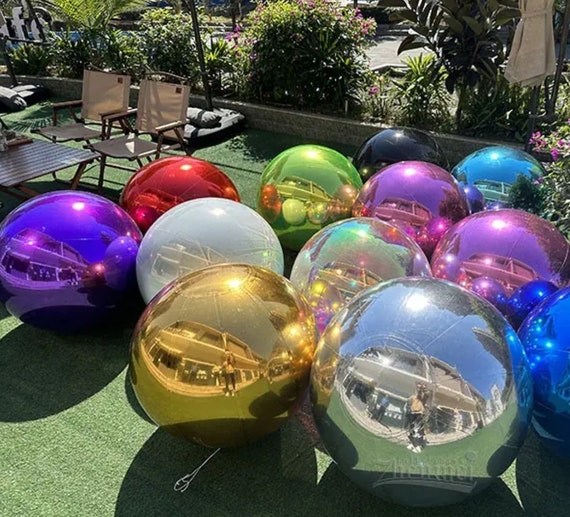 Giant Inflatable mirror balls Reusable huge round metallic balloon orbs. Pump sold separately.