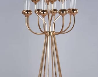 Gold Metal 13 arms Candelabra 46" Wedding Table Candlestick Candle Holder & Table Centerpieces.