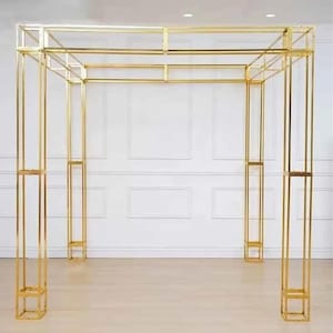 Gold Wedding Arch Backdrop Decor Balloon Arch Ceremony Arch Background Frame Backdrop Bridal Shower Decoration